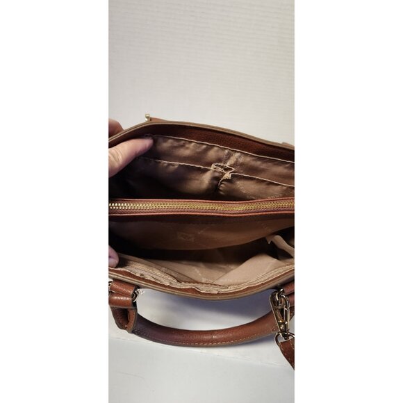 Anne Klein Arianna Satchel Pebble Leather rown Violet With Strap - Picture 7 of 9